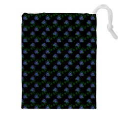 Vintage Blue Roses Black Drawstring Pouch (5xl)