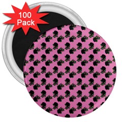 Black Rose Light Pink 3  Magnets (100 pack)