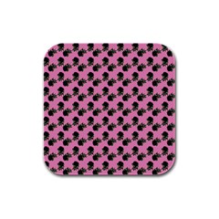 Black Rose Light Pink Rubber Square Coaster (4 pack) 