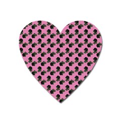 Black Rose Light Pink Heart Magnet