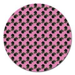 Black Rose Light Pink Magnet 5  (Round)