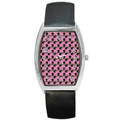 Black Rose Light Pink Barrel Style Metal Watch