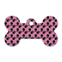 Black Rose Light Pink Dog Tag Bone (One Side)