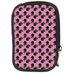 Black Rose Light Pink Compact Camera Leather Case by snowwhitegirl