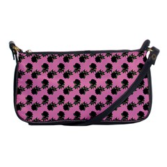 Black Rose Light Pink Shoulder Clutch Bag