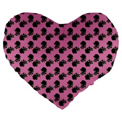 Black Rose Light Pink Large 19  Premium Heart Shape Cushions