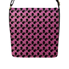 Black Rose Light Pink Flap Closure Messenger Bag (L)