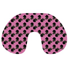 Black Rose Light Pink Travel Neck Pillow