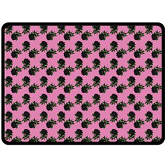 Black Rose Light Pink Double Sided Fleece Blanket (Large) 