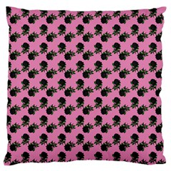 Black Rose Light Pink Large Flano Cushion Case (Two Sides)