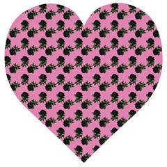 Black Rose Light Pink Wooden Puzzle Heart