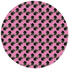 Black Rose Light Pink Wooden Puzzle Round