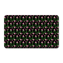 Carnation Pink Black Magnet (rectangular)