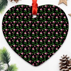 Carnation Pink Black Heart Ornament (two Sides) by snowwhitegirl