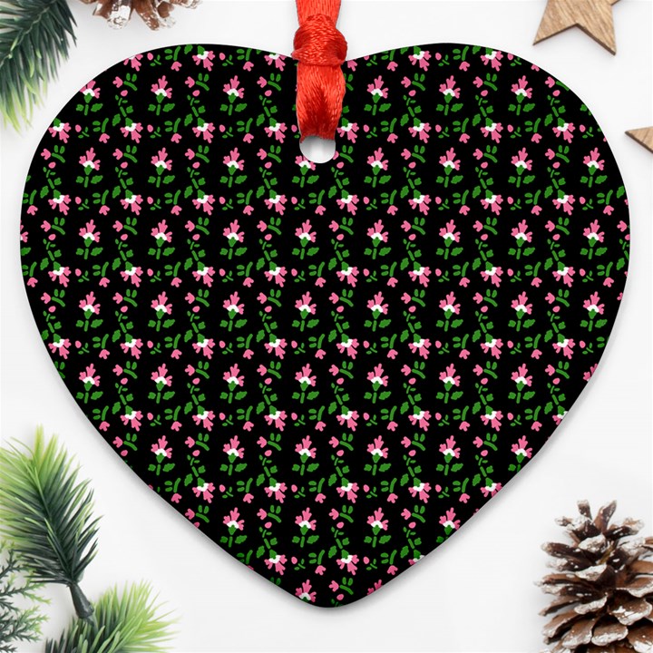 Carnation Pink Black Heart Ornament (Two Sides)