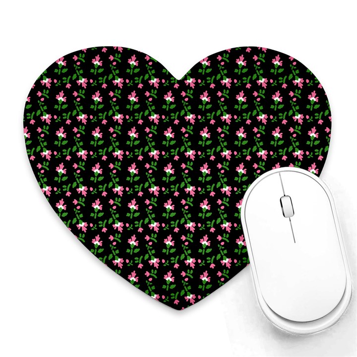 Carnation Pink Black Heart Mousepads