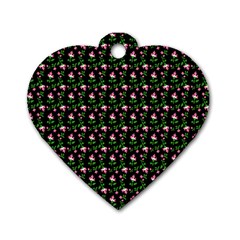 Carnation Pink Black Dog Tag Heart (two Sides) by snowwhitegirl