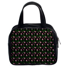 Carnation Pink Black Classic Handbag (two Sides)