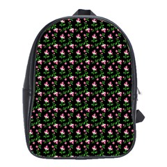 Carnation Pink Black School Bag (large)