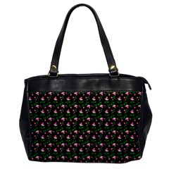 Carnation Pink Black Oversize Office Handbag by snowwhitegirl