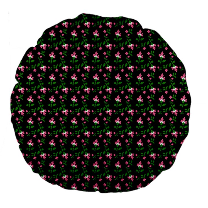 Carnation Pink Black Large 18  Premium Round Cushions