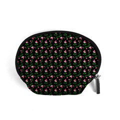 Carnation Pink Black Accessory Pouch (small) by snowwhitegirl