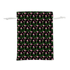 Carnation Pink Black Lightweight Drawstring Pouch (m) by snowwhitegirl