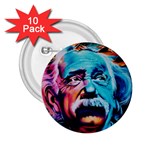 Albert Einstein Retro wall graffiti blue pink orange modern urban art grunge 2.25  Buttons (10 pack)  Front