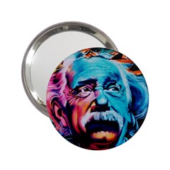 Albert Einstein Retro Wall Graffiti Blue Pink Orange Modern Urban Art Grunge 2 25  Handbag Mirrors by snek