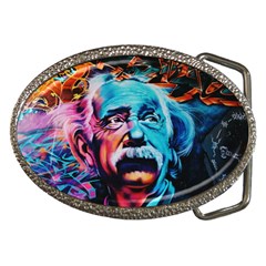 Albert Einstein Retro Wall Graffiti Blue Pink Orange Modern Urban Art Grunge Belt Buckles by snek