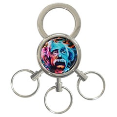 Albert Einstein Retro Wall Graffiti Blue Pink Orange Modern Urban Art Grunge 3-ring Key Chain by snek