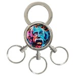 Albert Einstein Retro wall graffiti blue pink orange modern urban art grunge 3-Ring Key Chain Front