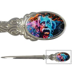 Albert Einstein Retro Wall Graffiti Blue Pink Orange Modern Urban Art Grunge Letter Opener by snek