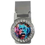 Albert Einstein Retro wall graffiti blue pink orange modern urban art grunge Money Clips (CZ)  Front