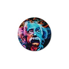 Albert Einstein Retro Wall Graffiti Blue Pink Orange Modern Urban Art Grunge Golf Ball Marker (4 Pack) by snek