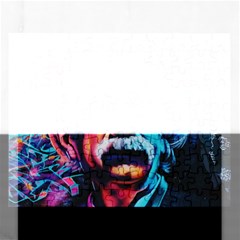 Albert Einstein Retro Wall Graffiti Blue Pink Orange Modern Urban Art Grunge Rectangular Jigsaw Puzzl by snek