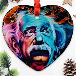 Albert Einstein Retro wall graffiti blue pink orange modern urban art grunge Heart Ornament (Two Sides) Front