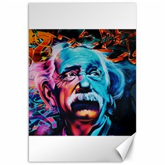 Albert Einstein Retro Wall Graffiti Blue Pink Orange Modern Urban Art Grunge Canvas 20  X 30  by snek