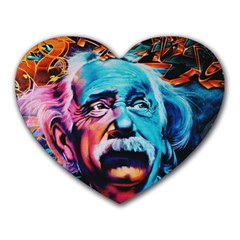 Albert Einstein Retro Wall Graffiti Blue Pink Orange Modern Urban Art Grunge Heart Mousepads by snek