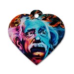 Albert Einstein Retro wall graffiti blue pink orange modern urban art grunge Dog Tag Heart (Two Sides) Back