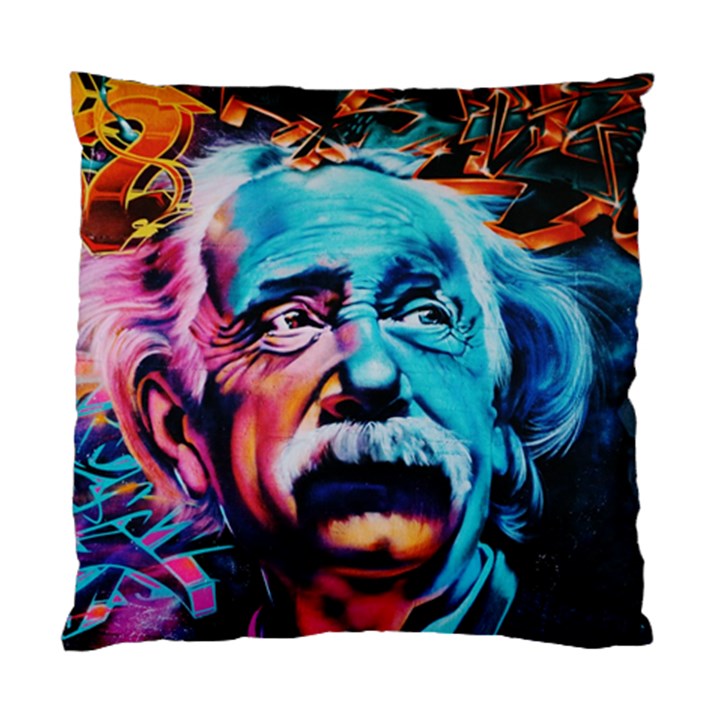 Albert Einstein Retro wall graffiti blue pink orange modern urban art grunge Standard Cushion Case (One Side)