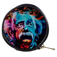 Albert Einstein Retro Wall Graffiti Blue Pink Orange Modern Urban Art Grunge Mini Makeup Bag by snek