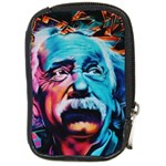 Albert Einstein Retro wall graffiti blue pink orange modern urban art grunge Compact Camera Leather Case Front