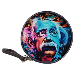 Albert Einstein Retro Wall Graffiti Blue Pink Orange Modern Urban Art Grunge Classic 20-cd Wallets by snek