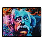 Albert Einstein Retro wall graffiti blue pink orange modern urban art grunge Fleece Blanket (Small) 50 x40  Blanket Front