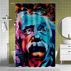 Albert Einstein Retro Wall Graffiti Blue Pink Orange Modern Urban Art Grunge Shower Curtain 48  X 72  (small)  by snek