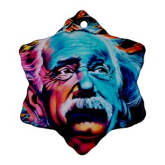 Albert Einstein Retro Wall Graffiti Blue Pink Orange Modern Urban Art Grunge Ornament (snowflake) by snek