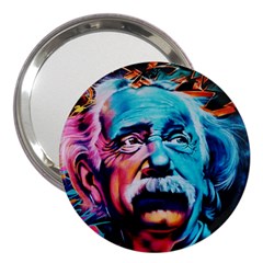 Albert Einstein Retro Wall Graffiti Blue Pink Orange Modern Urban Art Grunge 3  Handbag Mirrors by snek