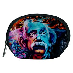 Albert Einstein Retro Wall Graffiti Blue Pink Orange Modern Urban Art Grunge Accessory Pouch (medium) by snek