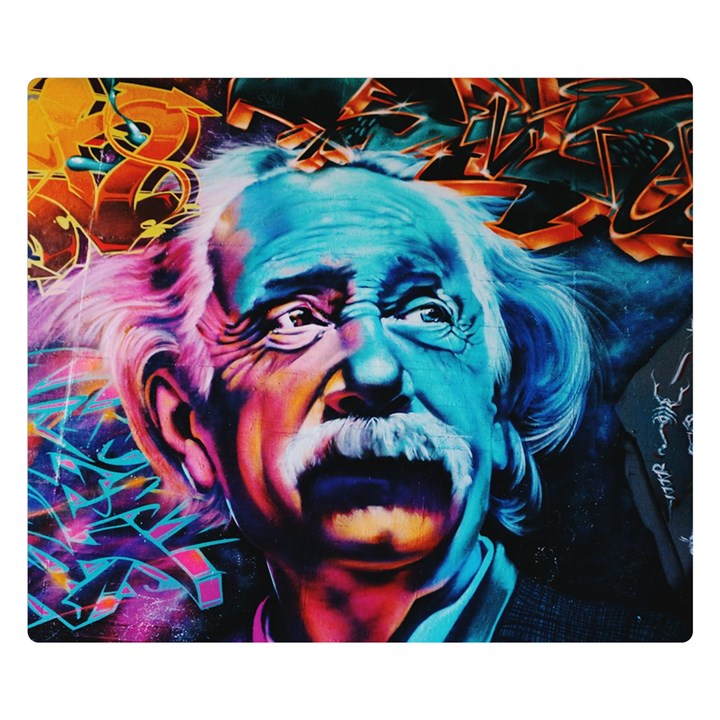 Albert Einstein Retro wall graffiti blue pink orange modern urban art grunge Double Sided Flano Blanket (Small) 